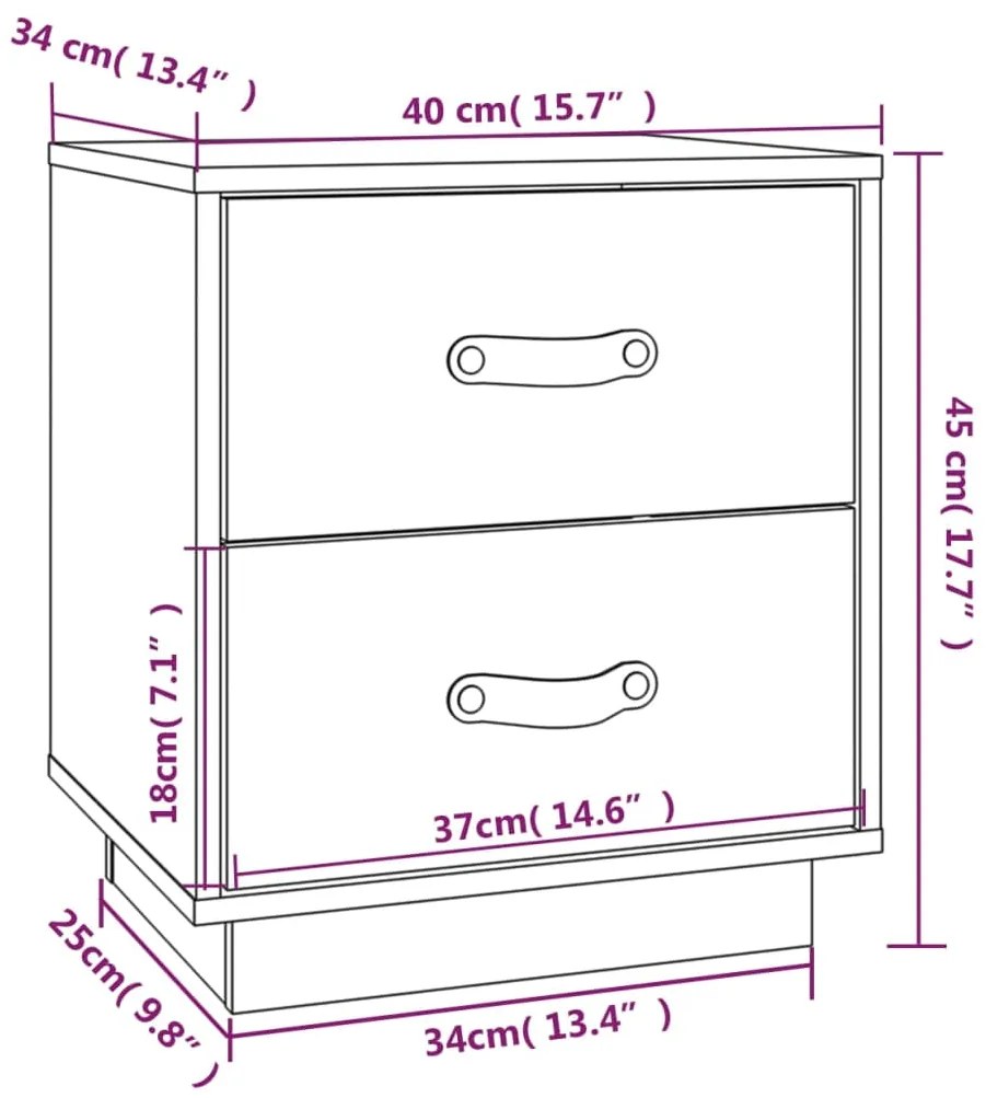 Mesas de cabeceira 2 pcs 40x34x45 cm pinho maciço castanho mel