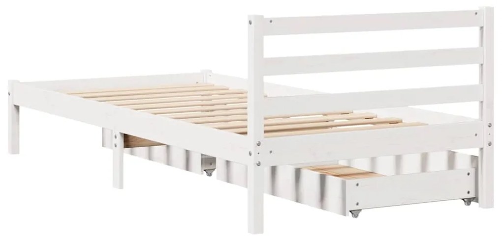 Cama sem colchão 75x190 cm madeira de pinho maciça branco
