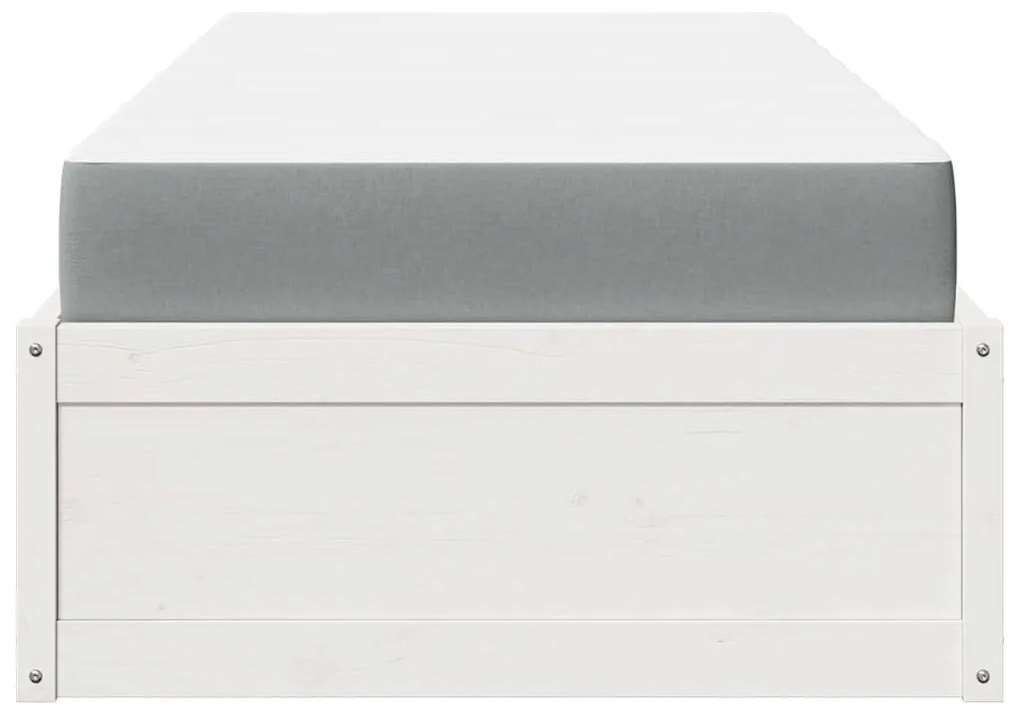 Cama com colchão 100x200 cm madeira de pinho maciça branco