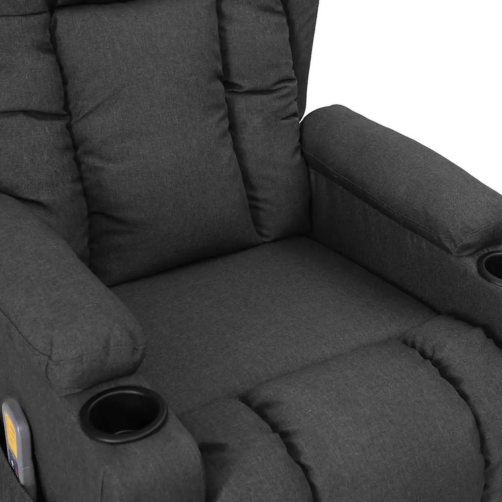 Poltrona de massagens elevatória tecido cinzento-escuro