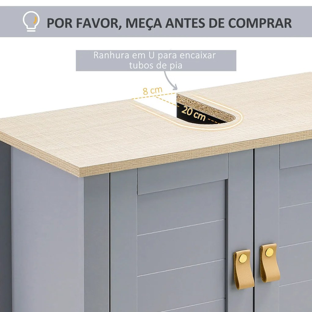 Armário de Lavatório com 2 Portas e Prateleira Ajustável - Design Cont