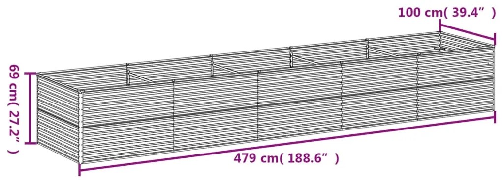 Canteiro elevado de jardim 479x100x69 cm aço corten