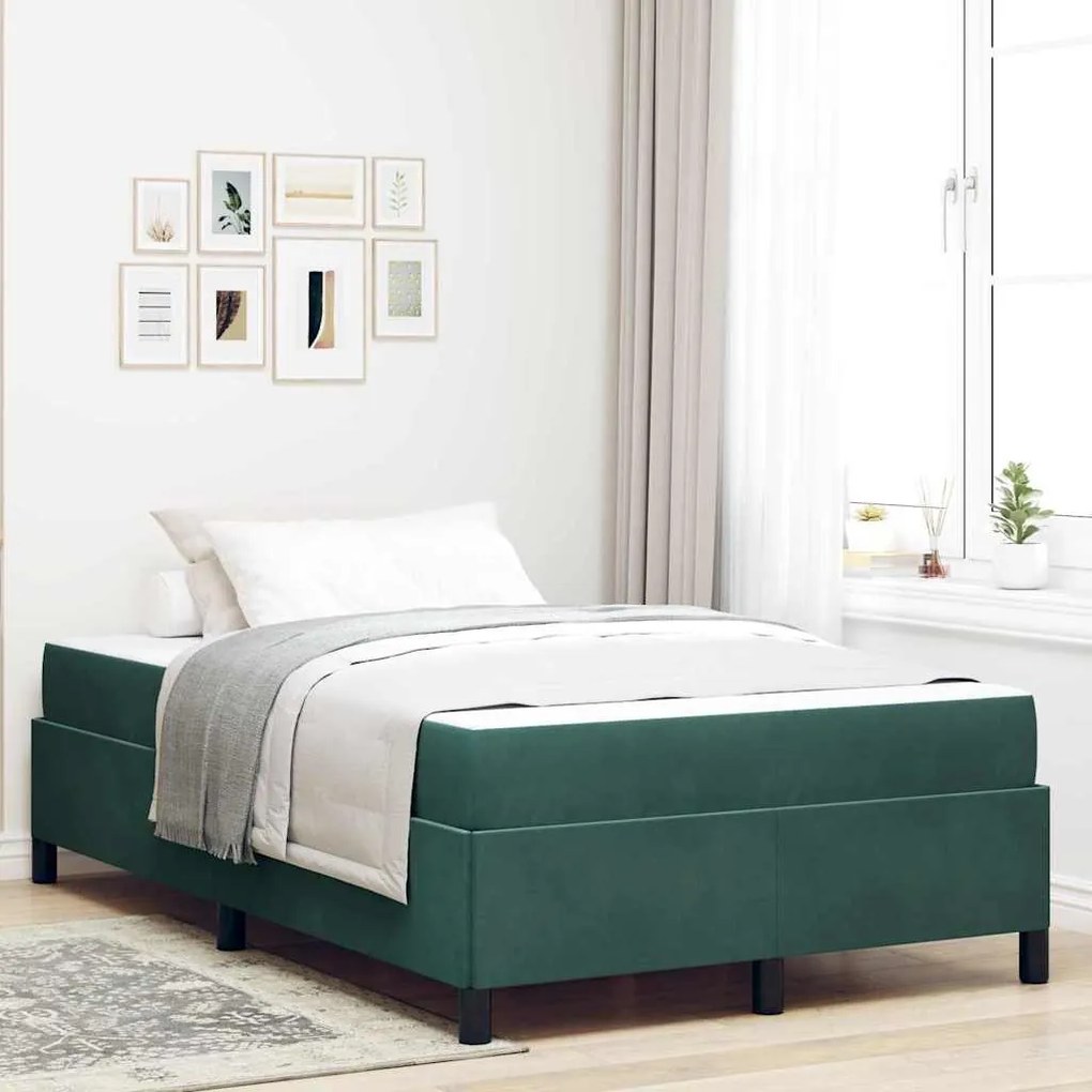 vidaXL Estrutura da Cama com colchão Verde Escuro 120 x 200 cm tecido