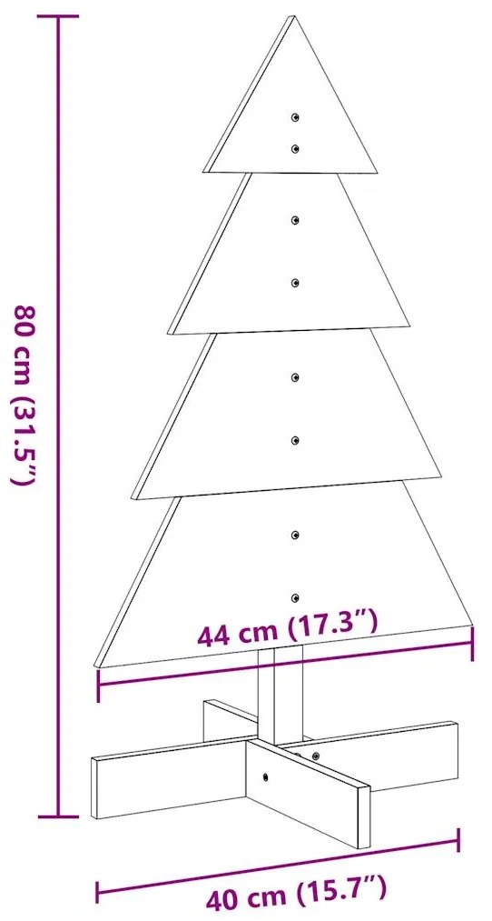 Árvore de Natal decorativa 80 cm pinho maciço castanho-mel