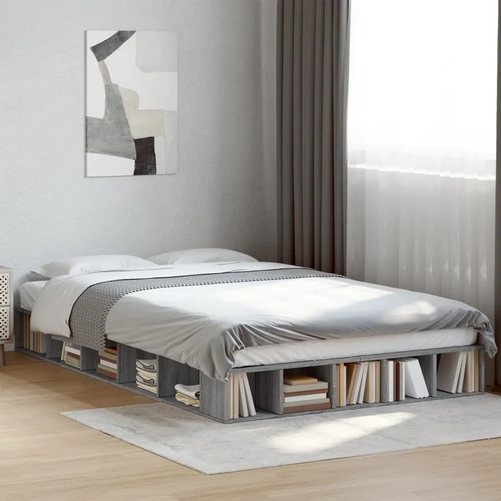 vidaXL Estrutura de cama 120x200 cm derivados de madeira cinza sonoma