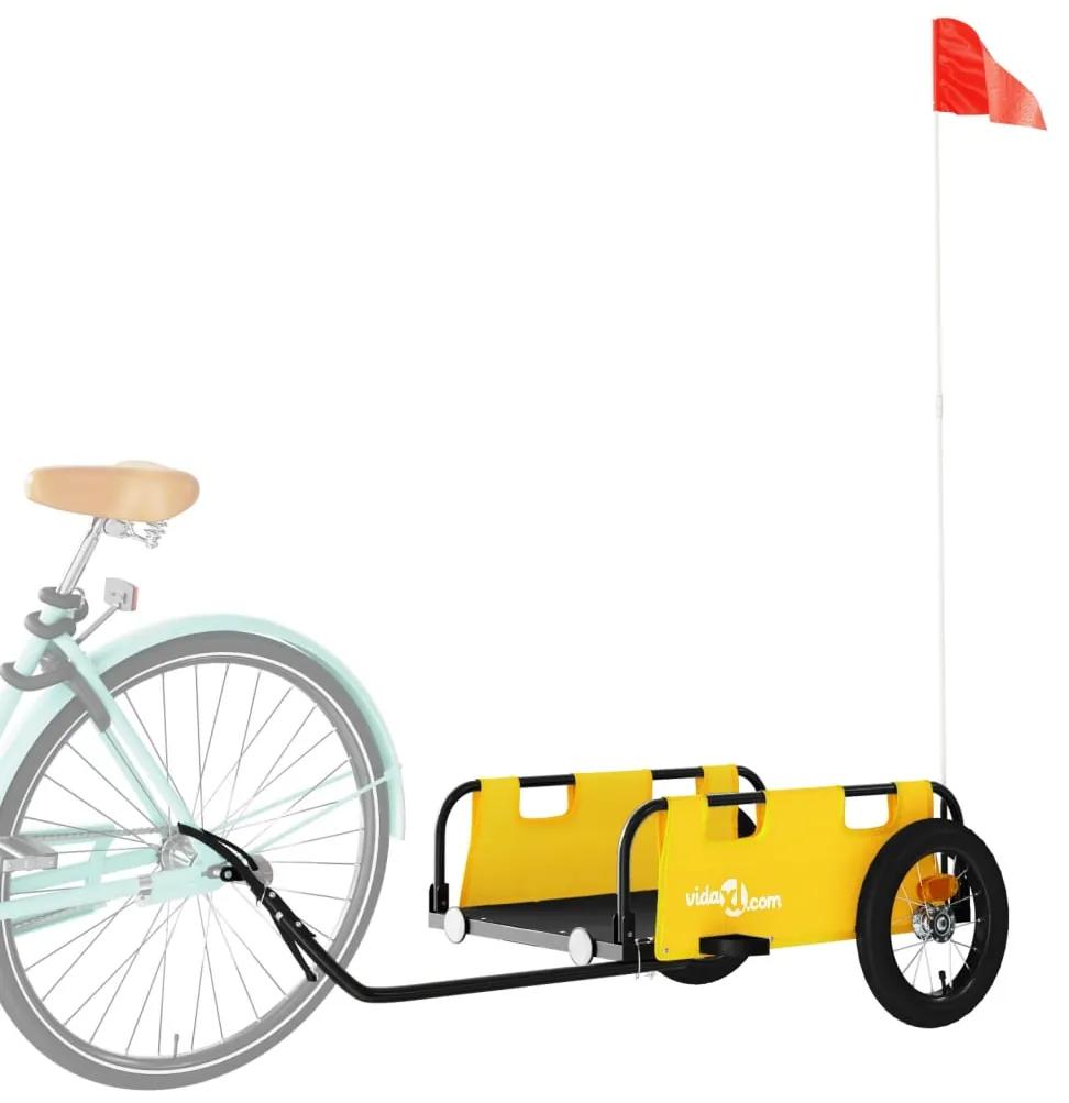 Reboque de carga para bicicleta tecido oxford e ferro amarelo