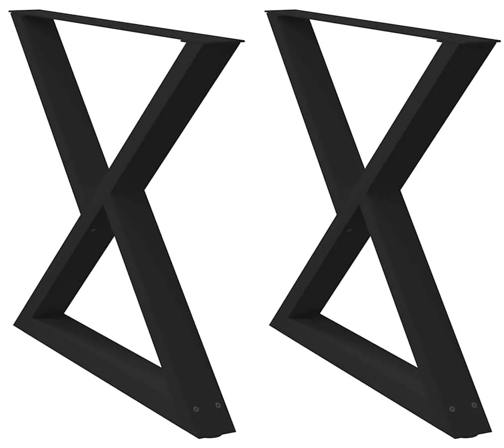 Pés para mesa de jantar 2 peças preto 90x(72-73,3) cm aço