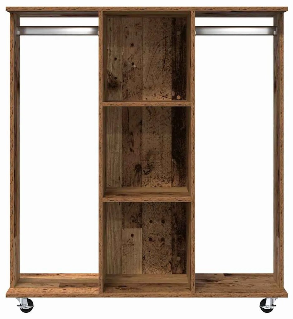 Guarda-roupa com Rodas Madeira Velha 102x38x110 cm Madeira de Engenhar