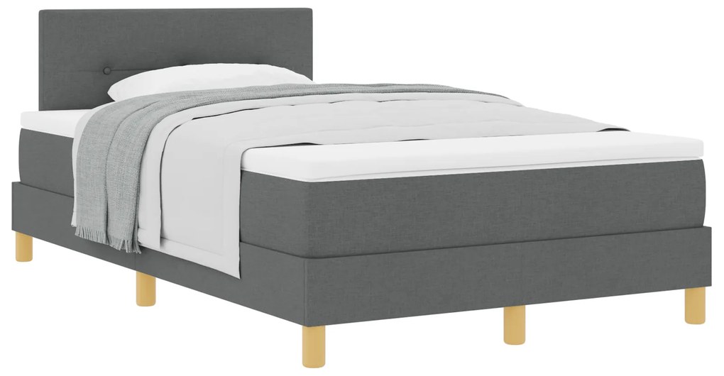 Cama Box Spring com Colchão Cinza Escuro 120x200 cm Tecido