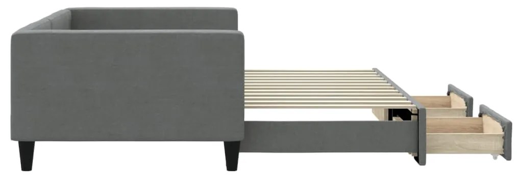 Sofá-cama c/ gavetão/gavetas 100x200 cm tecido cinzento-escuro