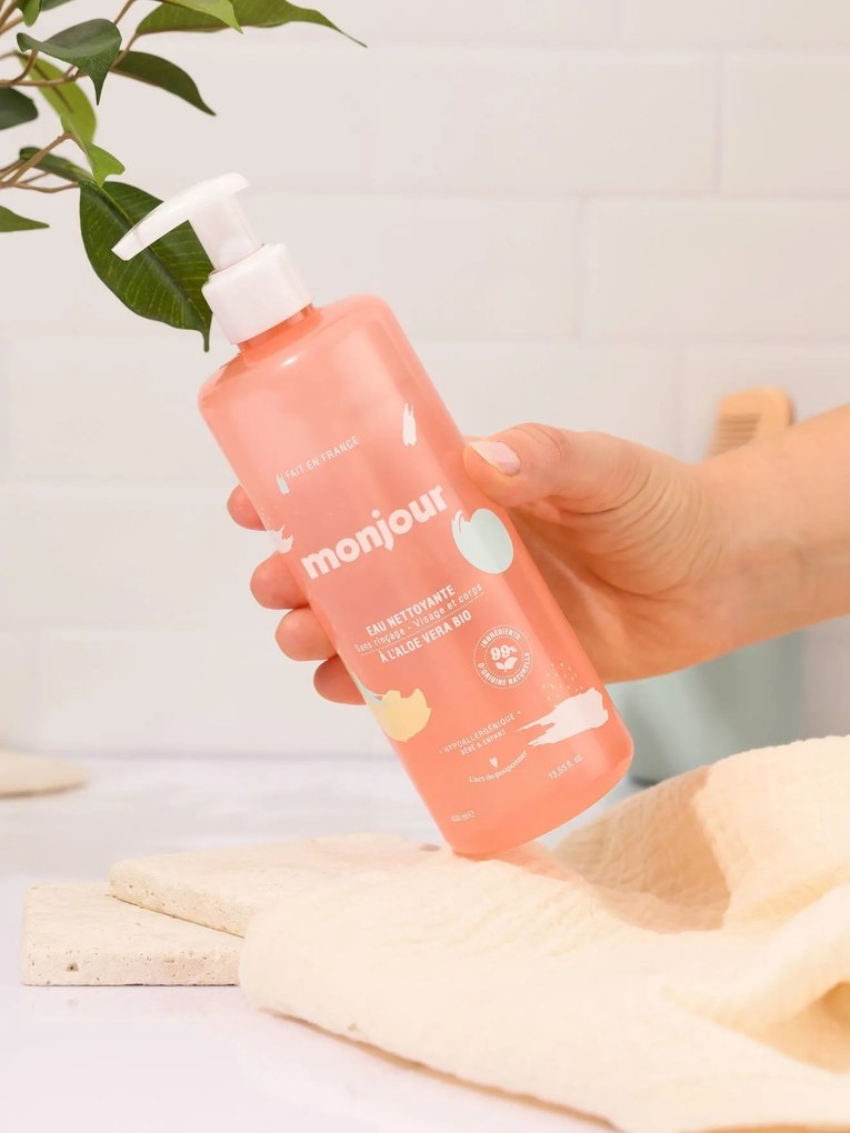 Água de limpeza rosto e corpo, 400ml MONJOUR rosa-blush