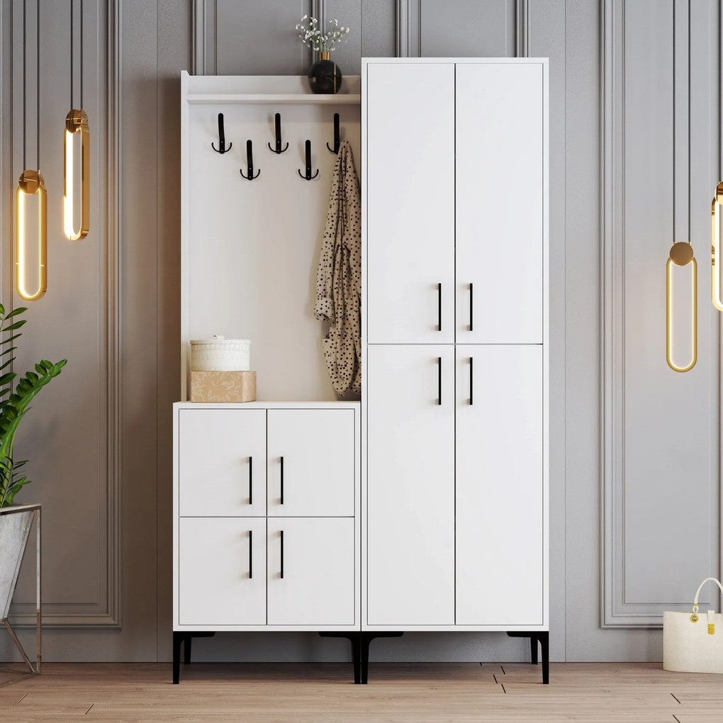 Hall Stand Berlin BA – Branco – 120 cm x 200 cm x 35 cm