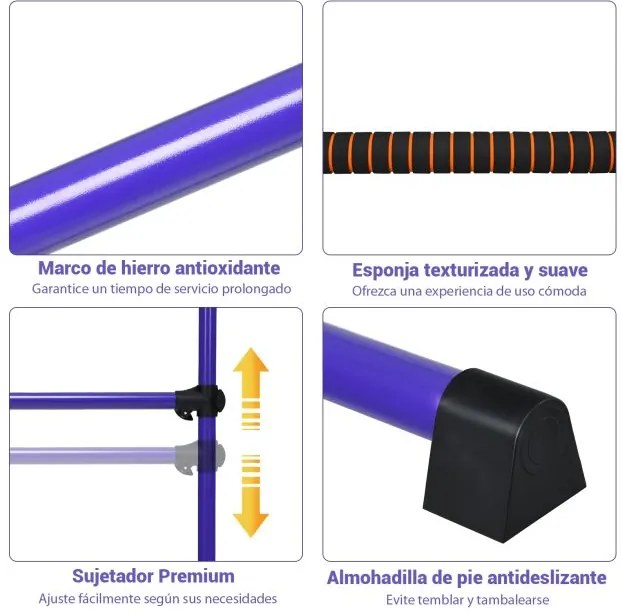 Barra dupla para ballet portátil com altura ajustável para meninas Adultos Fitness Dançar Alongar músculos 124,5 x 71 x 120 cm Violeta