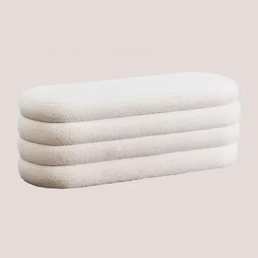 Banco Com Armazenamento Em Borreguito Jutson Chenille Branco - Sklum