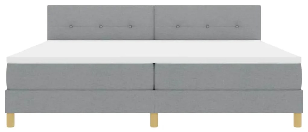 Cama Box com Colchão &amp; LED Cinza-Claro 200x200 cm Tecido