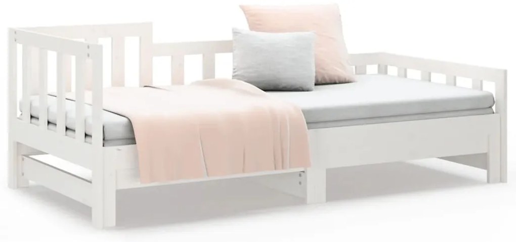 Sofá-cama de puxar 2x(80x200) cm pinho maciço branco