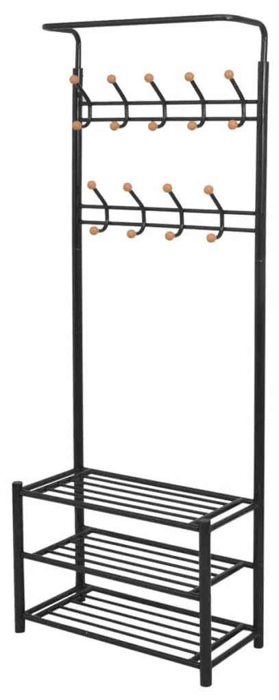 243726 vidaXL Suporte para roupas com sapateira 68x32x182,5 cm preto