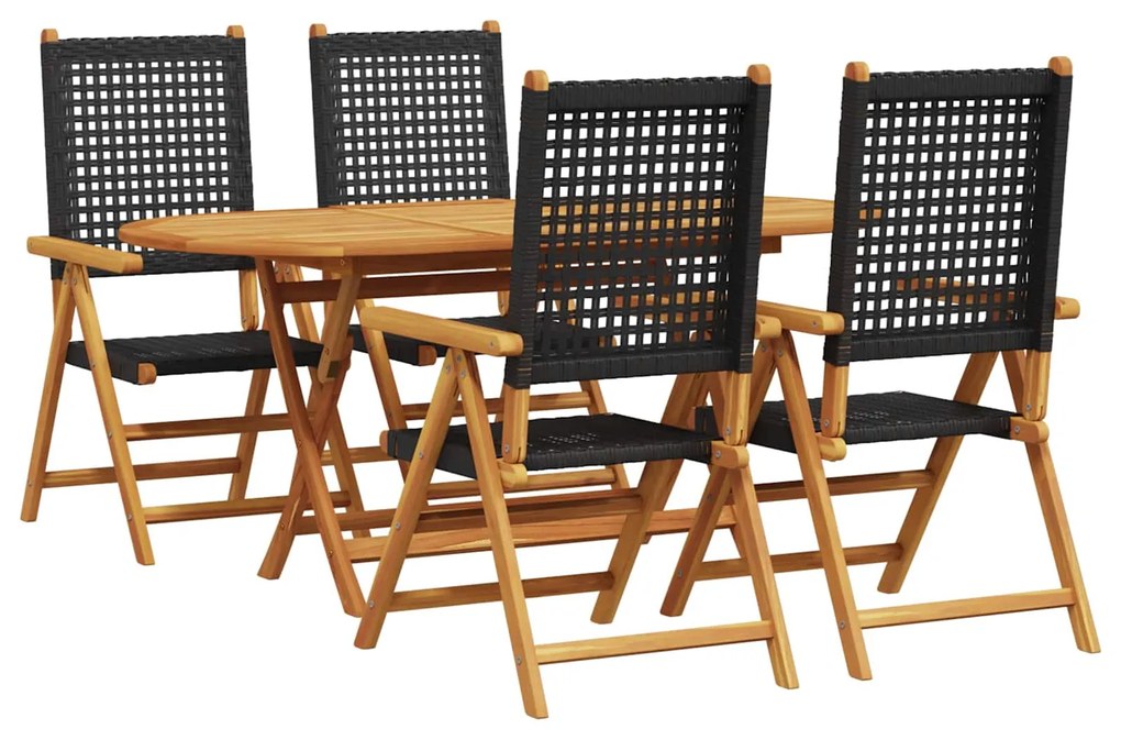 vidaXL Conjunto de Jantar para Jardim 5 pcs Preto