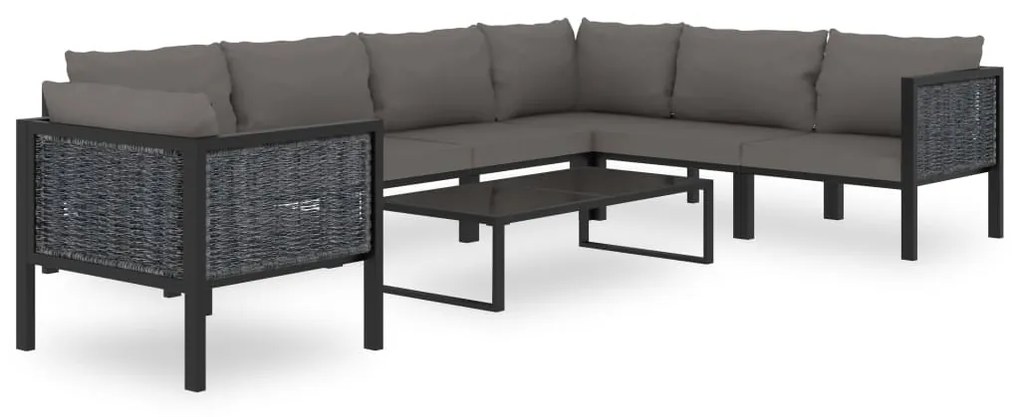 vidaXL 8 pcs conjunto lounge de jardim c/ almofadões vime PE antracite