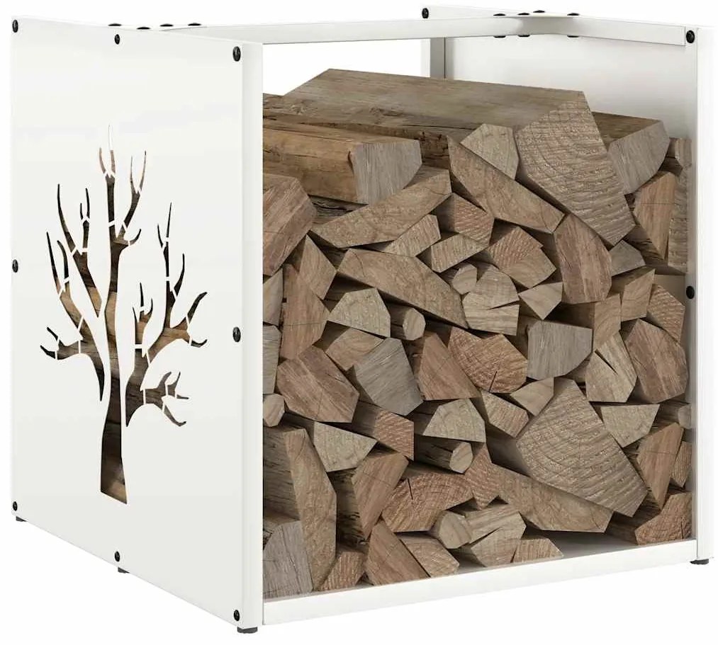 Suporte para lenha 40x40x40 cm aço laminado a frio branco