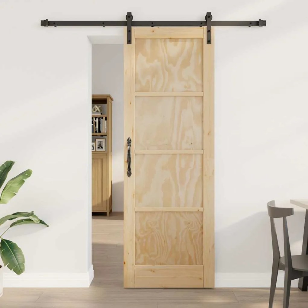 vidaXL Porta Deslizante Natural e Preto 73,5 x 211 cm