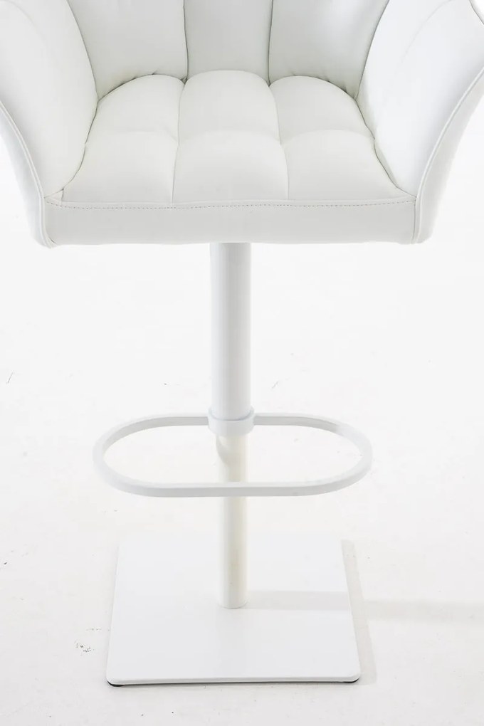 Banco de bar Damaso em couro sintético e com estrutura branca 64 x 88-113 x 45 cm Branco
