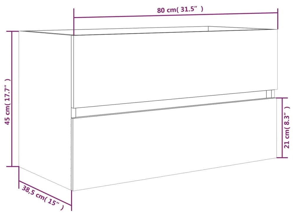 Armário de Parede para Lavatório de 80 cm - Nogueira - Design Moderno