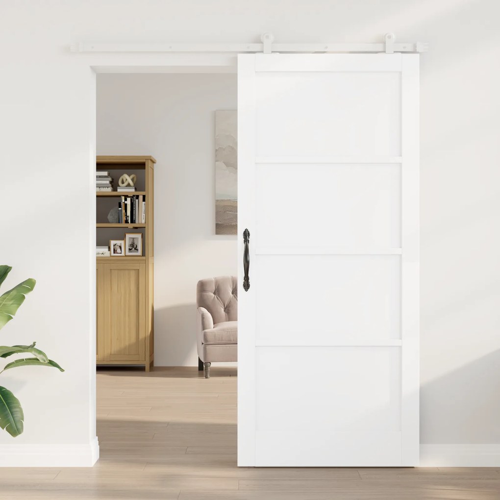 Porta de Correr vidaXL com Conjunto de Ferragens 'ORKDAL'Branca de Mad