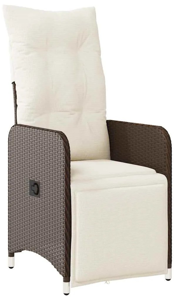 5 pcs conjunto bistrô p/ jardim c/ almofadões vime PE castanho