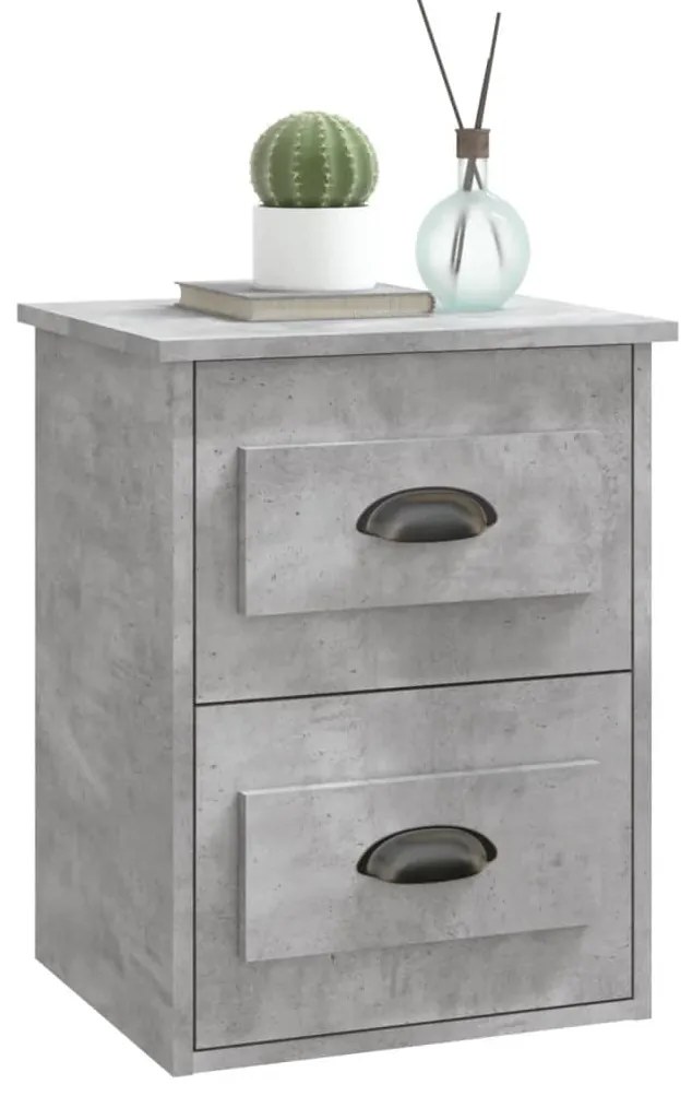 Mesa de cabeceira de parede 41,5x36x53 cm cinzento cimento