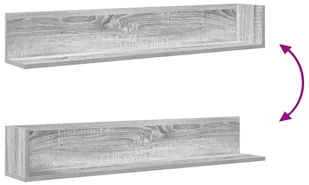 Prateleiras de parede 2pcs derivados de madeira cinzento sonoma
