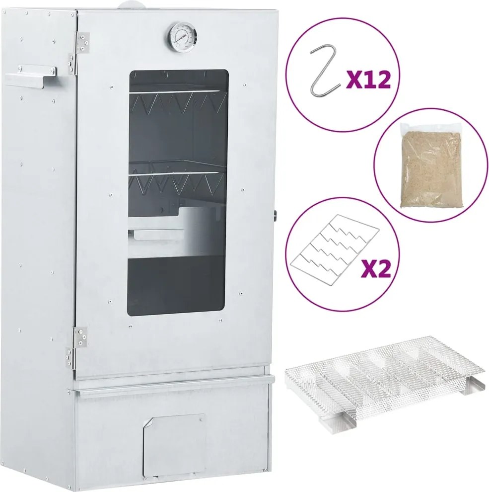 vidaXL Defumador p/ churrasqueira c/ gerador fumo frio aço galvanizado