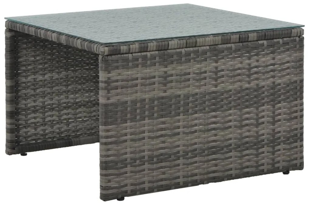 Conjunto lounge de jardim c/ almofadões 3 pcs vime PE cinzento