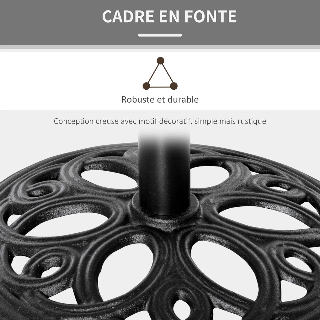 Base redonda para guarda-sol em ferro fundido, 11,5 kg, para postes com Ø 38 e 48 mm, para jardim, pátio e terraço, Ø 45 x 33,5 cm, preta