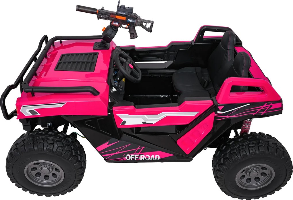 Buggy elétrico para Crianças 3 a 9 anos 24V, 2 lugares Rodas de espuma EVA, PROSPECTOR 4x4 STRONG Rosa
