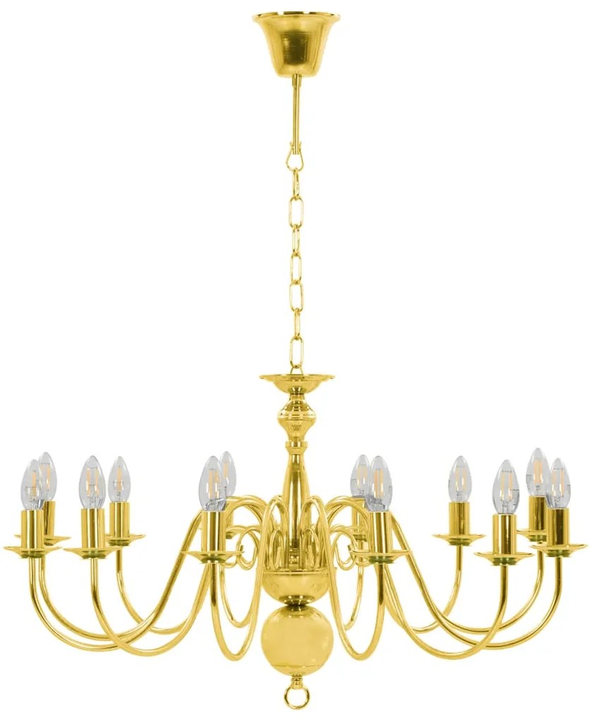 Lustre de 12 lâmpadas E14 dourado