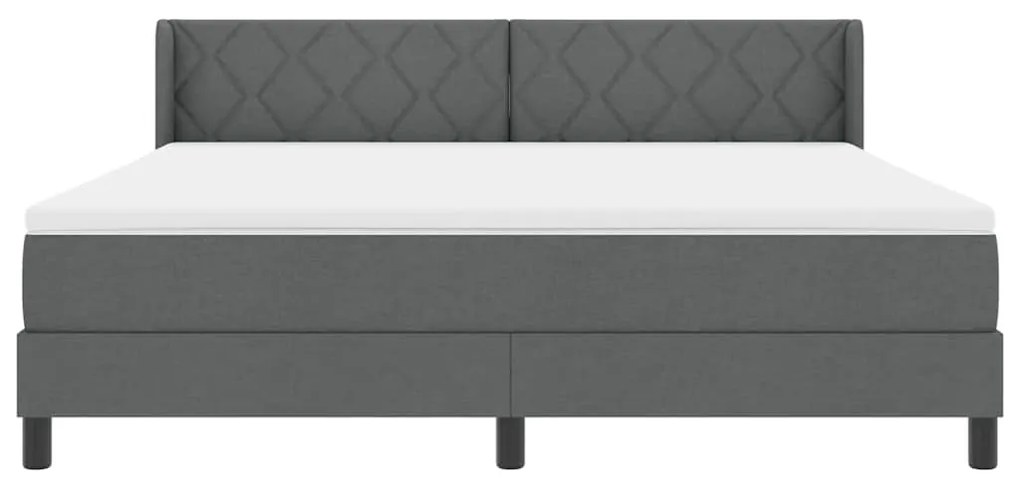 Cama Box com Colchão - Cinza Escuro, 180 x 200 cm, Tecido.