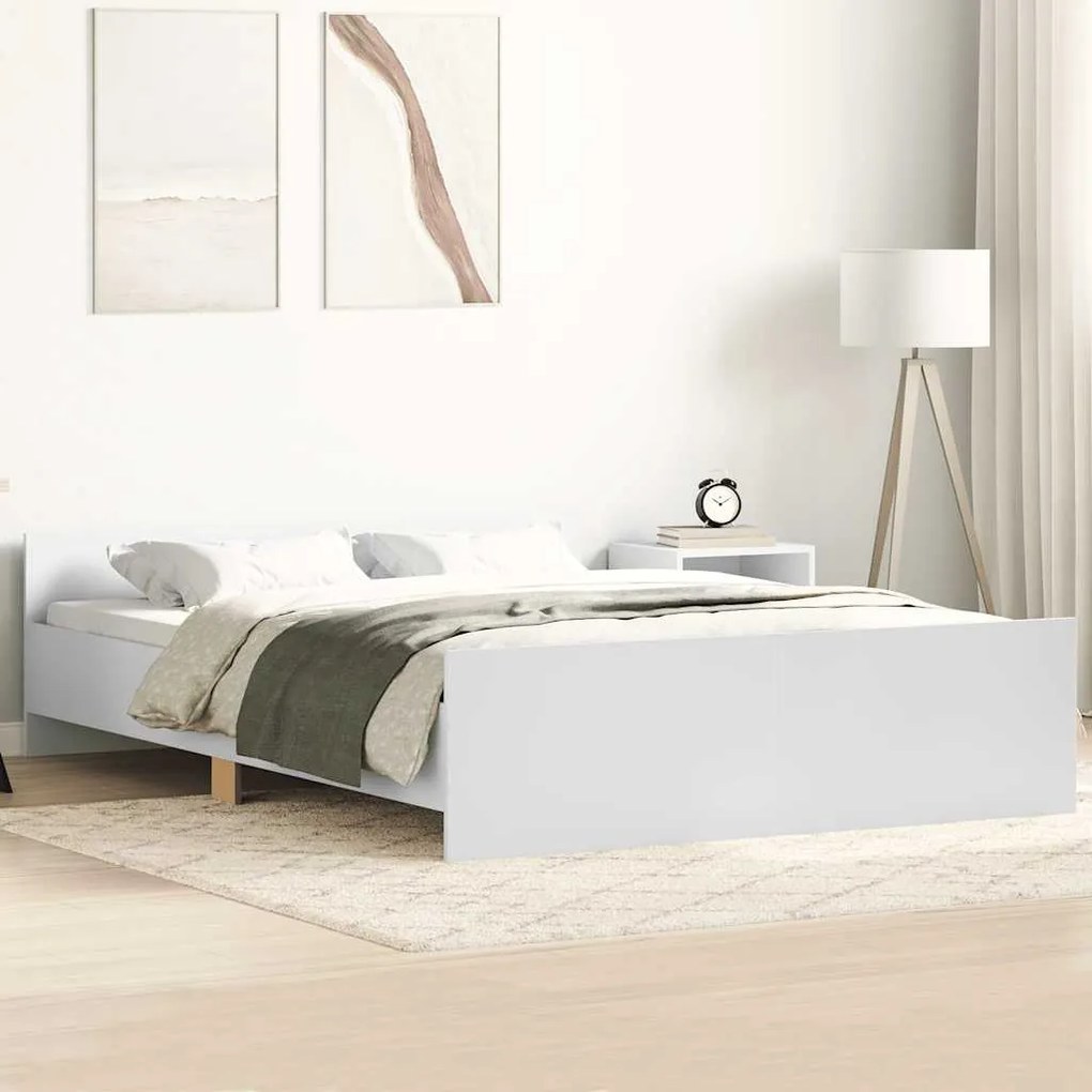 Estrutura de cama com cabeceira e pés 120x190 cm branco