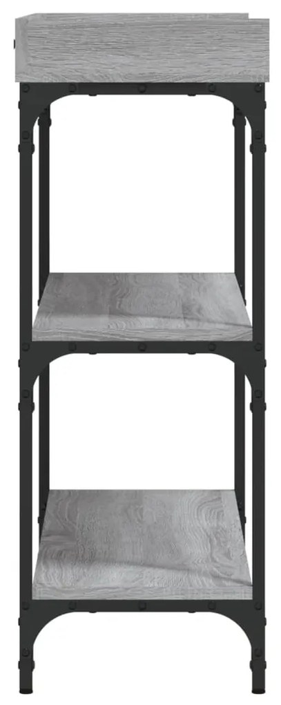 Mesa consola c/ prateleiras 100x30x80 cm cinzento sonoma