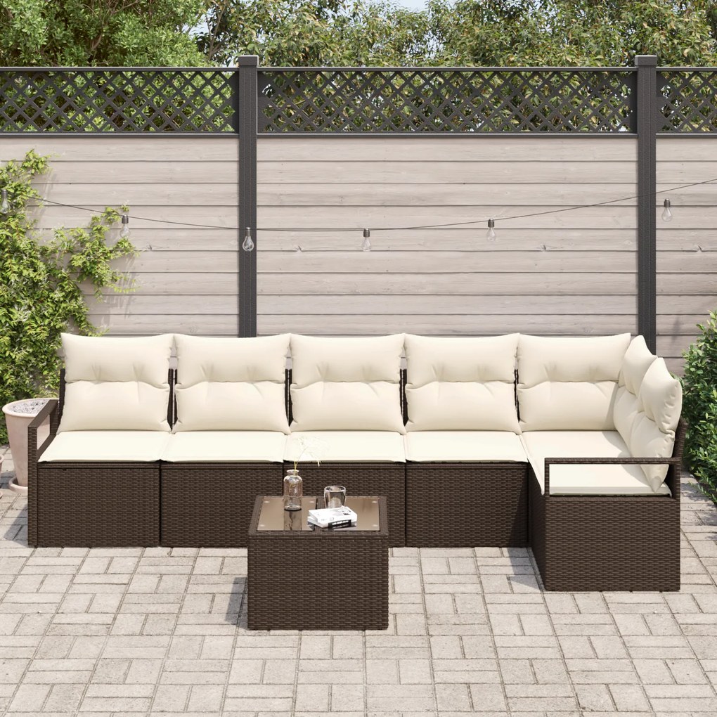 Conjunto de Sofá de Jardim vidaXL com 6 Peças e Almofadas cinza Rattan