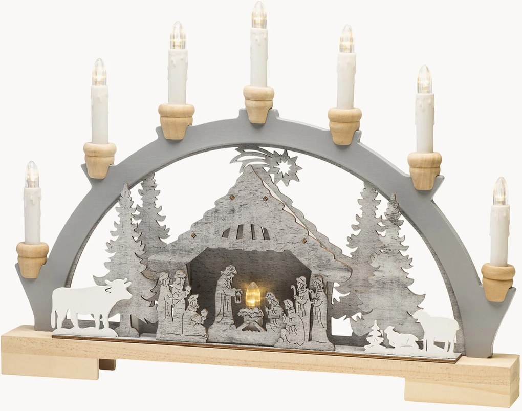 Arco de Natal LED em madeira de pinho com velas e temporizador Crib
