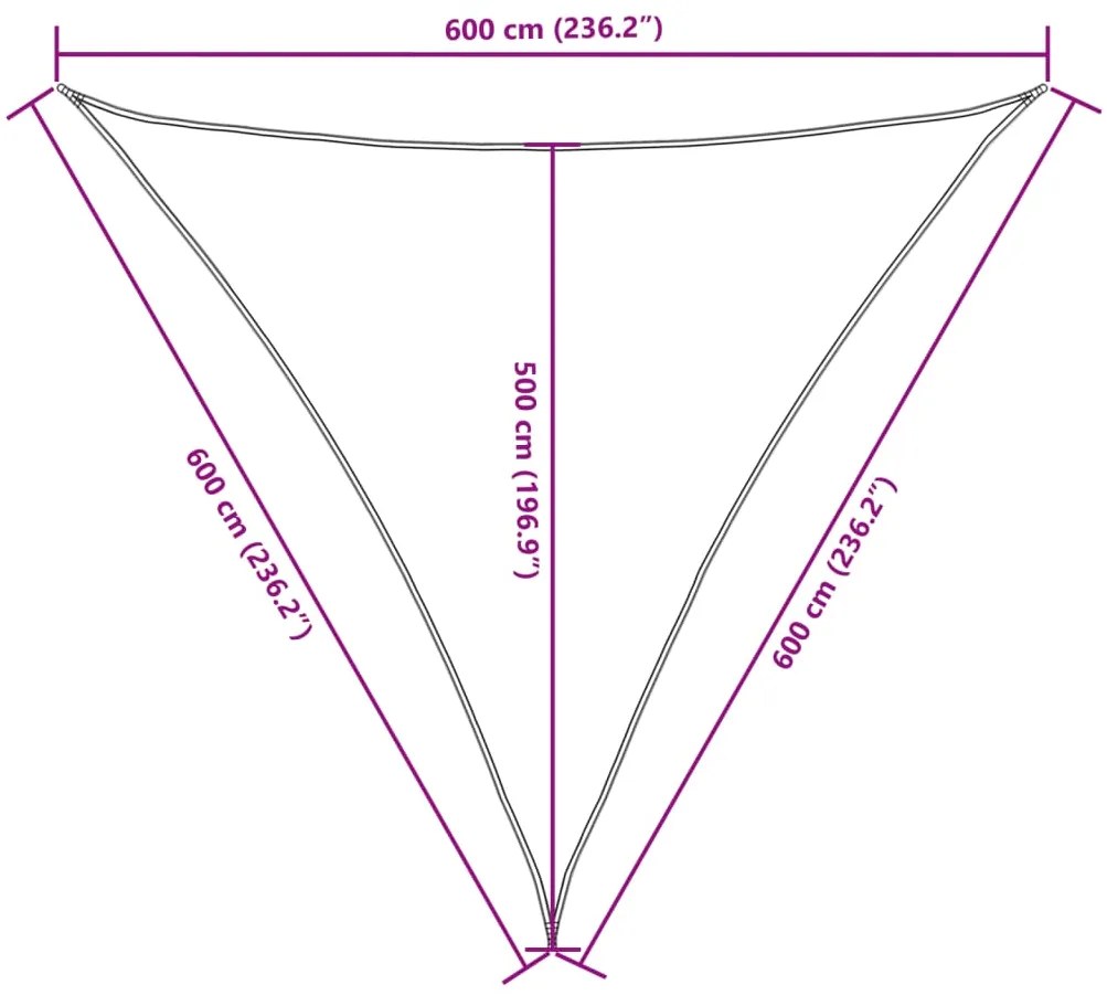 Para-sol estilo vela tecido oxford triangular 6x6x6 m bege