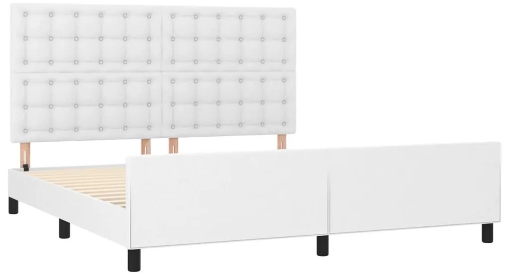 Estrutura cama c/ cabeceira 180x200 cm couro artificial branco