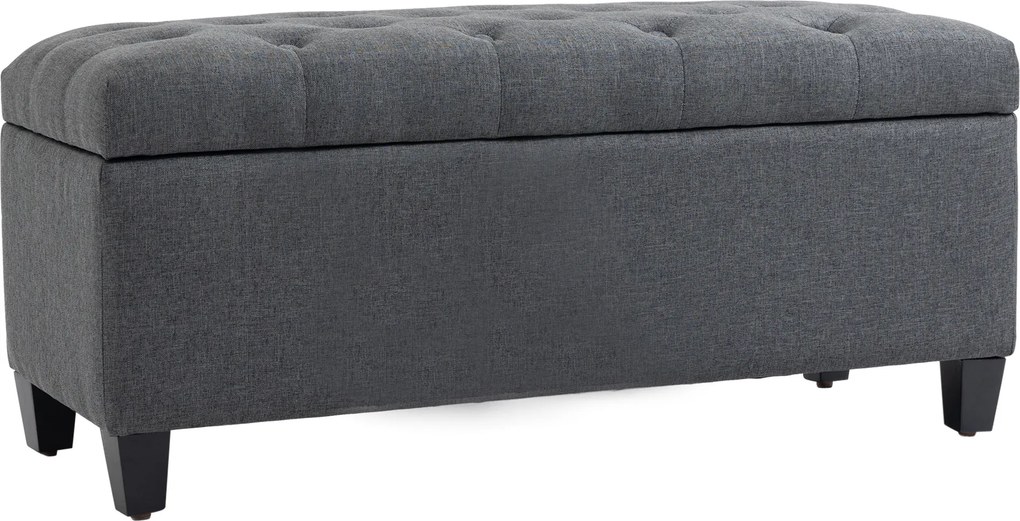 Banco com espaço de arrumação 100 x 40 x 44 cm ou para cama, baú de arrumação para sala, quarto e hall de entrada, cinzento escuro