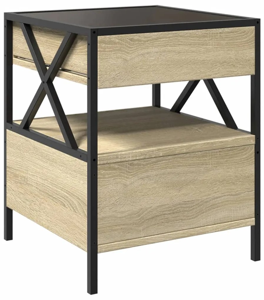 Mesa de centro luzes LED Infinity 40x40x51 cm carvalho sonoma