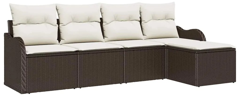 Conjunto de Sofás pra Jardim com 5 Peças e Almofadas Castanho em Ratta