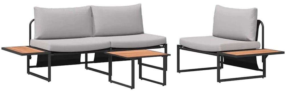 Conjunto de Sofá de Jardim VidaXL com Almofadas Cinza Claro em 3 Peças