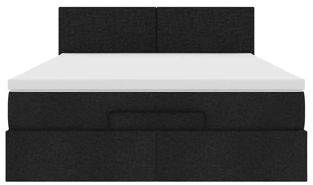 Cama otomana com colchão 140x200 cm tecido preto