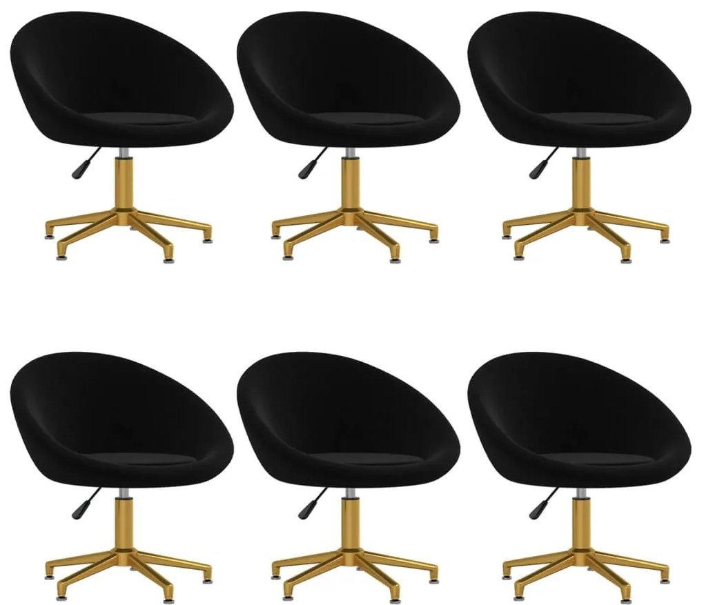 vidaXL Cadeiras de jantar 6 pcs veludo preto