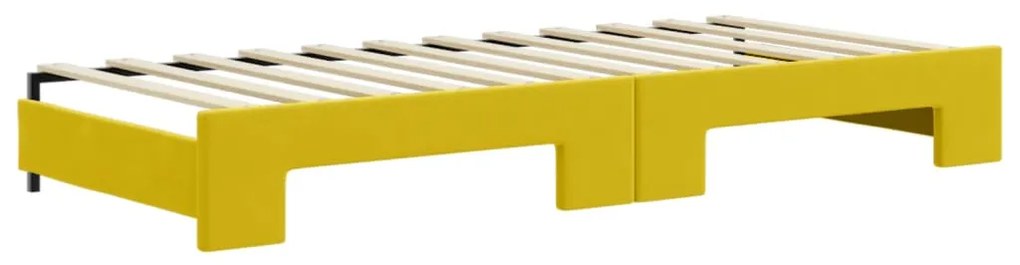 Sofá-cama com gavetão e gavetas 90x200 cm veludo amarelo